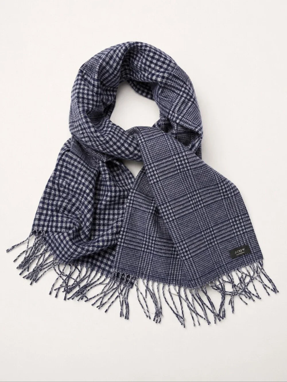J. Crew 100% Cashmere Blue Double Sided Scarf with Fringe